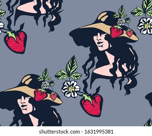 Vector background hand drawn fashion model. Hand drawn ink illustration. Vector pattern. Print for textile, cloth, wallpaper, scrapbooking