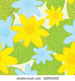 Vector background with hand drawn flowers. (Seamless Pattern)