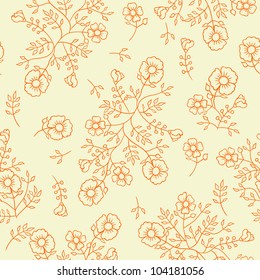 Vector background with hand drawn flowers. (Seamless Pattern)