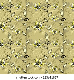 Vector background with hand drawn flowers. Seamless Pattern.