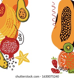 Vector background with  hand drawn fruits. Sketch  illustration.