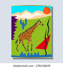 Vector background hand drawn giraffe. Hand drawn ink illustration. Modern ornamental decorative background. Print for textile, cloth, wallpaper, scrapbooking