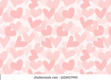 Vector background with hand drawn hearts for Valentine's Day. Cute doodle design 