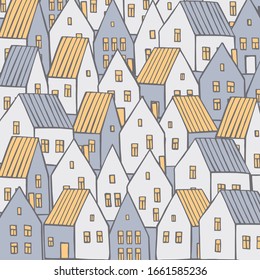 Vector Background Hand Drawn Houses Sketch Stock Vector (Royalty Free