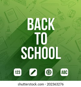 Vector background. Hand drawn Illustration. Back to School. Chalkboard.