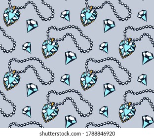 Vector background hand drawn jewellery. Hand drawn ink illustration. Modern ornamental decorative background. Vector pattern. Print for textile, cloth, wallpaper, scrapbooking