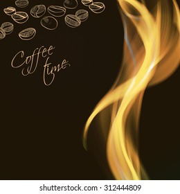 Vector background with hand drawn natural coffee beans.