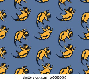 Vector background hand drawn with otter. Hand drawn ink illustration. Modern ornamental decorative background. Vector pattern. Print for textile, cloth, wallpaper, scrapbooking