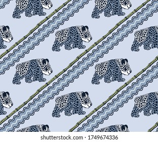 Vector background hand drawn panda. Hand drawn ink illustration. Modern ornamental decorative background. Vector pattern. Print for textile, cloth, wallpaper, scrapbooking