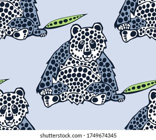Vector background hand drawn panda. Hand drawn ink illustration. Modern ornamental decorative background. Vector pattern. Print for textile, cloth, wallpaper, scrapbooking