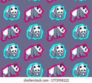 Vector background hand drawn panda. Hand drawn ink illustration. Modern ornamental decorative background. Vector pattern. Print for textile, cloth, wallpaper, scrapbooking