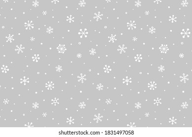 Vector background with hand drawn snowflakes, snowing. Christmas illustration