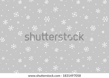 Vector background with hand drawn snowflakes, snowing. Christmas illustration