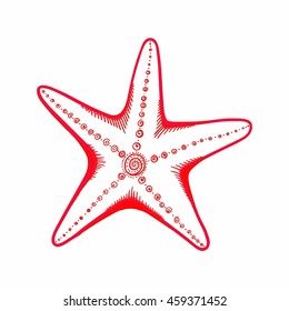 Vector background with  hand drawn starfish isolated on white