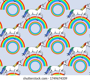 Vector background hand drawn unicorn. Hand drawn ink illustration. Modern ornamental decorative background. Vector pattern. Print for textile, cloth, wallpaper, scrapbooking