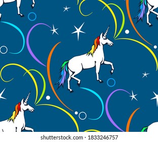 Vector background hand drawn unicorn. Hand drawn ink illustration. Print for textile, cloth, wallpaper, scrapbooking
