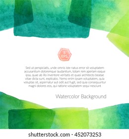 Vector. Background with hand drawn watercolor elements. Handmade watercolor rectangle with multiply effect isolated on white background. Ready to print big background.