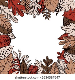 Vector background with hand-drawn autumn leaves.   Sketch  illustration. 