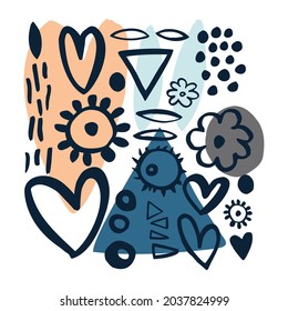Vector background with  hand-drawn hearts .  Sketch illustration.