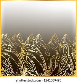 vector background with hand-drawn seamless golden floral pattern, copy space