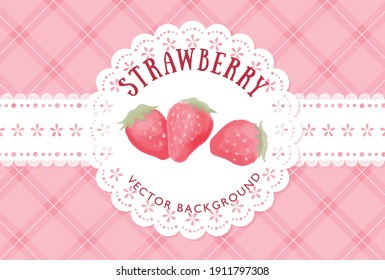 vector background with hand-drawn strawberries and doily for banners, cards, flyers, social media wallpapers, etc.