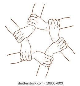 Vector background of hands