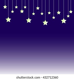 Vector background of hanging star in night scene landscape.