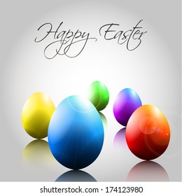 Vector Background with Happy Colorful Eggs