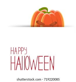 Vector background. Happy Halloween. A looking pumpkin.Postcard for the holiday of Halloween.Eps10.