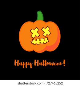 Vector background Happy Halloween. Halloween Party with pumpkins. Poster, postcard.