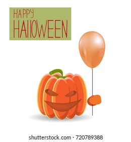 Vector background. Happy Halloween. Pumpkin with a balloon. Card.Eps10.
