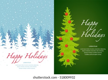 Vector background, Happy Holidays card templates set.