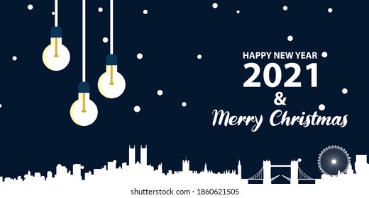 Vector background of Happy New Year 2021 and Merry Christmas