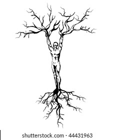  vector background has a man with tree roots