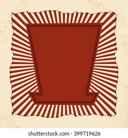 vector background with the hat from the fairy tale Alice in Wonderland. Vector background with rays in vintage old style