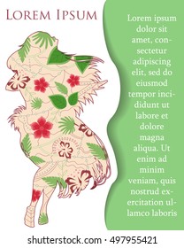 Vector background with hawaiian girl on paper and place for text