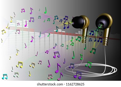 vector background headphones music