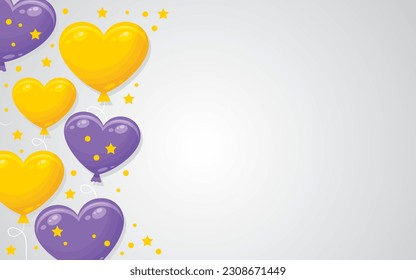 Vector background with heart balloons. Background with balloons with place for text.