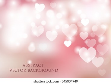 vector background with heart and bokeh effect