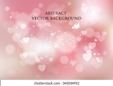 vector background with heart and bokeh effect