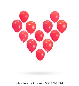 Vector background with heart from helium balloons Valentine's day design