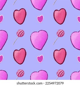 vector background with heart and lollipop symbol pattern