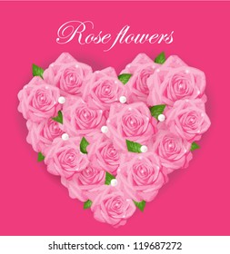 Vector background with heart of roses. Easy to edit. Perfect for invitations or announcements.