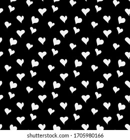 Vector background with heart symbol, for decoration. Template design for Valentine's day, wedding. Seamless pattern. White, black color.