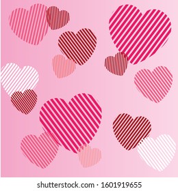 Vector background with hearts. Blurred decorative design in doodle style with hearts. Template for Valentine's greeting postcards.
