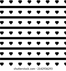 Vector background of hearts, color black flat style