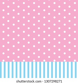 Vector background with hearts and dots. Pink background to decorate the maiden party. Paper design for a little princess. Bright pink abstract pattern for inviting kids. surprise doll