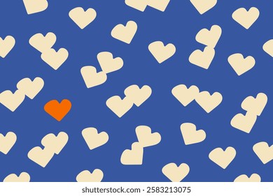 Vector background with hearts. Flat illustration for web banner, social media, card, poster.