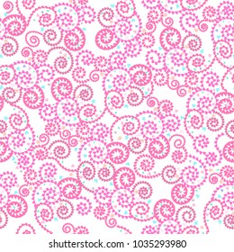 Vector background of hearts in the form of loops and spirals.