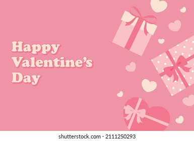 vector background with hearts and gift boxes for Valentine's day banners, greeting cards, flyers, social media wallpapers, etc.